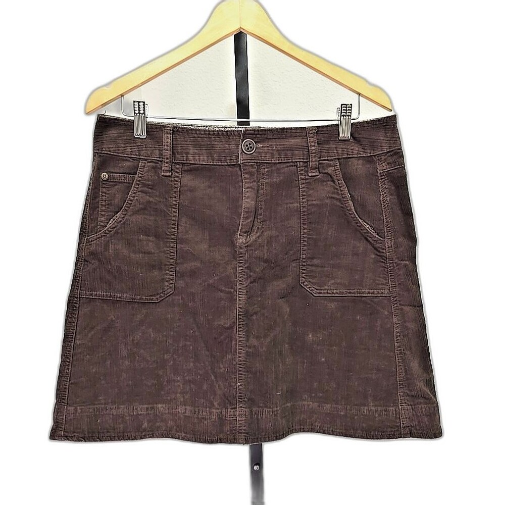 Woolrich Y2K Brown Corduroy Mini Skirt Sz 10 Cotton Stretch Retro Preppy Cowgirl